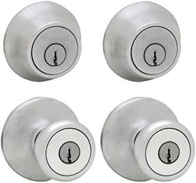 img 2 attached to 🔒 Satin Chrome Kwikset 242 Tylo Entry Knob and Deadbolt Project Pack: Enhance Your Home Security