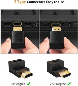 img 1 attached to HDMI адаптер Мужской к Женскому: CableCreation 2 шт., Преобразователь под углом 90° и 270° вверх - 🔌 L-образный плоский удлинитель для телевизора, Roku, PS5, Fire Stick, Chromecast, Nintendo Switch, ноутбука, Xbox, ПК