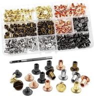 📚 150 sets mixed colors chicago binding screws assorted kit for bookbinding, leather decoration, diy crafts - nail rivet chicago button with round flat head stud screw, 5x8mm logo