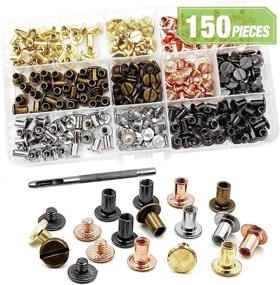 img 3 attached to 📚 150 Sets Mixed Colors Chicago Binding Screws Assorted Kit for Bookbinding, Leather Decoration, DIY Crafts - Nail Rivet Chicago Button with Round Flat Head Stud Screw, 5x8mm