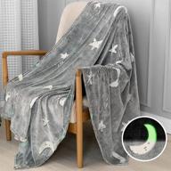 🌙 glow in the dark throw blanket for kids: fun gift idea for girls & boys, premium flannel throw for all ages, all season use - grey 50 x 60inches, stars and moon design logo