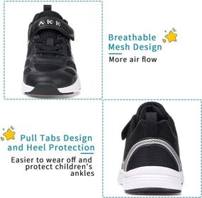 img 1 attached to 👟 Kids' Akk Sneakers - Lightweight Breathable Strap Athletic Running Shoes with Hook and Loop for Tennis, Sports, Gym, Outdoor - Little Kid/Big Kid