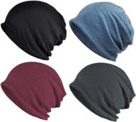 🧢 ellewin cotton slouchy beanie: stylish lightweight hat for men and women - ideal for running, chemo, and hip-hop logo