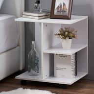 🌙 modern white nightstand side table with rolling wheels, open shelf, and storage, ideal for night printer stand логотип