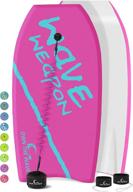 enhanced wave weapon bodyboard by own the wave, complete with premium leash and fin tethers, feather-light design featuring eps core logo