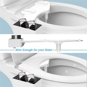 img 1 attached to 🚽 Non-Electric Dual Nozzle Toilet Seat Bidet Attachment - Hot & Cold Water, Adjustable Warm Water Spray for Sanitary & Feminine Wash