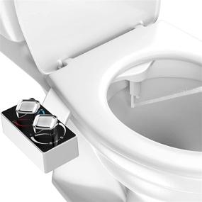 img 4 attached to 🚽 Non-Electric Dual Nozzle Toilet Seat Bidet Attachment - Hot & Cold Water, Adjustable Warm Water Spray for Sanitary & Feminine Wash