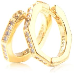 img 3 attached to 👂 CHAMER Fashion Hoop Earrings: Gold Plated Small Huggie Hoops for Women & Girls with Sensitive Ears