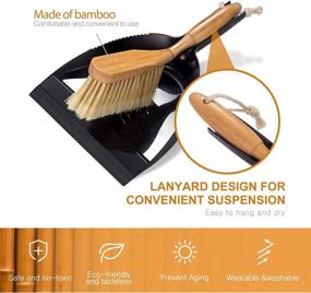 img 3 attached to 🧹 Bamboo Brush with Dustpan Set: Comfort Grip Sweeper and Chenille Duster for Efficient Sweeping