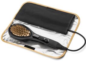 img 1 attached to 🔥 Tourmaline Ceramic Hair Straightening Brush - Ion Generator for Smooth & Shiny Hair. Comes with Heat Resistant Case. Dual Voltage & Auto-Shutoff. 60 Second Heat-Up