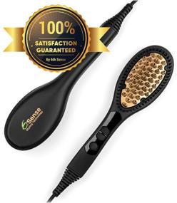 img 3 attached to 🔥 Tourmaline Ceramic Hair Straightening Brush - Ion Generator for Smooth & Shiny Hair. Comes with Heat Resistant Case. Dual Voltage & Auto-Shutoff. 60 Second Heat-Up