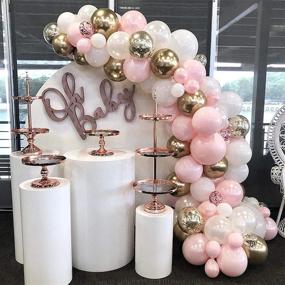 img 4 attached to Soonlyn Pink Balloon Garland - 120 Pieces, 16 Feet, Baby Pink, Gold, and White Party Balloons Arch Kit for Girl Baby Shower, Birthday, Bridal Shower Party Decoration