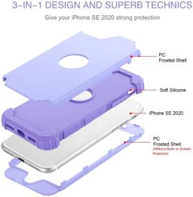 img 3 attached to 📱 BENTOBEN iPhone SE 2020 Phone Case - Full Body Rugged Shockproof Hybrid Cover for 4.7" iPhone SE 2nd 2020 - Light Purple/Lavender - Girls/Women Protectiveness