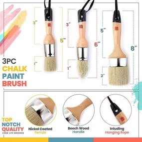 img 1 attached to 🖌️ Premium Chalk Wax Paint Brush Set - Large and Small Round Stencil Brushes for Furniture Painting, Works with Annie Sloan, Bb Frosch, Fusion Mineral, Dixi Belle, and Waverly Chalk Paints