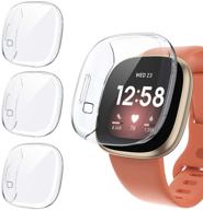 📱 3 комплекта tensea мягкий бампер из тпу с полным покрытием экрана для fitbit versa 3 / sense, прозрачный - защитный чехол для versa3 sense с аксессуарами (3 прозрачных чехла) логотип
