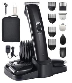 img 4 attached to 🧔 Versatile Beard and Mustache Trimmer Set: Fast Rechargeable Cordless Grooming Kit with Face, Body, Nose Hair Trimmer and Micro Shaver RFC-2059E (Black)