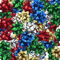 🎀 metallic christmas ribbon gift bows - medium & large (110 count, assorted colors) logo