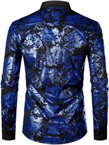 img 3 attached to JOGAL Henley Shirts Metallic Paisley Men's Clothing