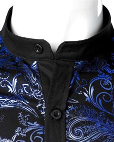 img 2 attached to JOGAL Henley Shirts Metallic Paisley Men's Clothing