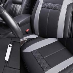 img 1 attached to 🚗 Premium Black Leatherette Seat Cover with Gray Diamond Pattern - Amazon Basics Deluxe Sideless Universal Fit