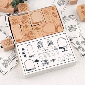 img 4 attached to Risypisy Wooden Rubber Stamp Set: Mushroom, Specimen Bottle Prints + Jar Cards for Card Making, DIY Crafts & Stationery Scrapbooking