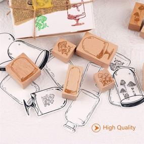 img 2 attached to Risypisy Wooden Rubber Stamp Set: Mushroom, Specimen Bottle Prints + Jar Cards for Card Making, DIY Crafts & Stationery Scrapbooking