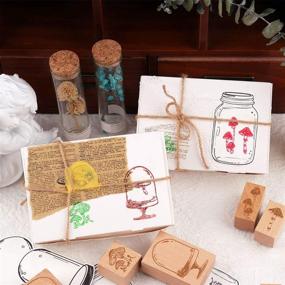 img 1 attached to Risypisy Wooden Rubber Stamp Set: Mushroom, Specimen Bottle Prints + Jar Cards for Card Making, DIY Crafts & Stationery Scrapbooking