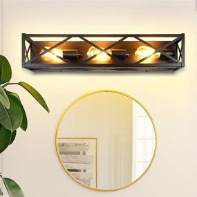 img 4 attached to 🚽 Bathroom Vanity Light Fixture, Vintage Style Industrial 3-Light Wall Lighting in Brown, Metal Farmhouse Wall Sconces for Living Room, Hallway, Dining Room, Patio, Easy to Install (E26 Base)