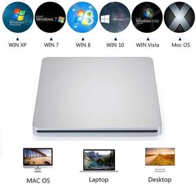 img 2 attached to 📀 Tengertang USB-C Super External Drive: Portable CD/DVD-RW Writer/Player/Burner for Latest MacBook/ASUS/Dell Latitude/MacBook Pro (Silver)