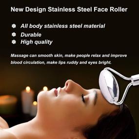 img 3 attached to Pure Stainless Steel Face Roller and Gua Sha Set – Facial Massage Tool for Face, Eye, Neck, and Body Care