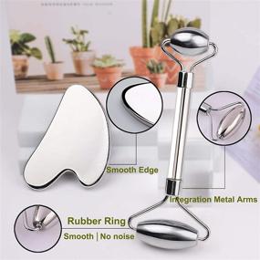 img 2 attached to Pure Stainless Steel Face Roller and Gua Sha Set – Facial Massage Tool for Face, Eye, Neck, and Body Care