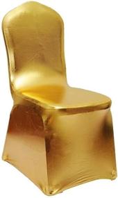 img 3 attached to 🌟 Enhance Your Wedding Banquet Décor with Shiny Gold Stretch Dining Chair Covers