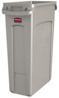 🗑️ rubbermaid commercial slim jim trash can with venting channels - 23 gallon, beige logo