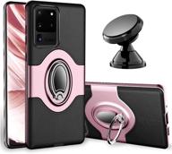 esamcore galaxy s20 ultra case - phone ring holder cases with dashboard magnetic car phone mount kickstand grip for samsung galaxy s20 ultra 5g 6.9” [rose gold] logo