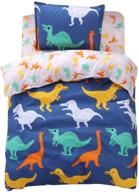 🦖 dinosaurs pattern reactive printing bedding duvet cover set, 3-piece suit, 1 duvet cover, 1 fitted sheet, 1 pillowcase, cool and breathable for boys girls, twin size logo