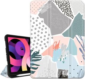 img 4 attached to ✨ Hi Space iPad Air 4th Generation Case with Pencil Holder: Graffiti Art Painting Design, Abstract Spots, Auto Sleep Wake - Compatible with A2072 A2316 A2324 A2325