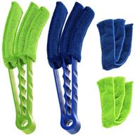 set of 2 microfiber blind dusters - ideal cleaner brush for window shutters, vents, air conditioners | dust collector cleaning cloth tool - includes 2 bonus microfiber sleeves logo