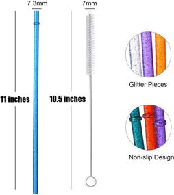 img 3 attached to 🥤 ALINK 12-Pack Glitter Reusable Clear Plastic Straws, 11-Inch Long Hard Tumbler Drinking Straws with Cleaning Brush - Assorted Vibrant Colors (10 Colors)