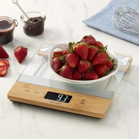 img 2 attached to Accurate and Stylish Taylor Precision Digital Glass/Bamboo Kitchen Scale, 11lb Capacity – Natural Blend for Your Household Needs