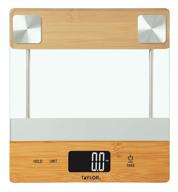 accurate and stylish taylor precision digital glass/bamboo kitchen scale, 11lb capacity – natural blend for your household needs logo