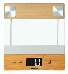 img 4 attached to Accurate and Stylish Taylor Precision Digital Glass/Bamboo Kitchen Scale, 11lb Capacity – Natural Blend for Your Household Needs