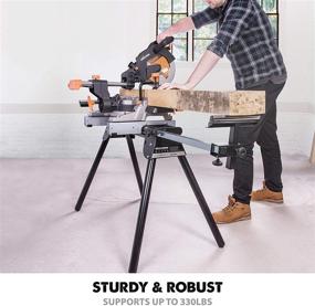 img 2 attached to 🔧 EVOMS1 Compact Folding Miter Saw Stand with Quick Release Mounting Brackets, Rollers, and End Stops - Evolution Power Tools (Black)