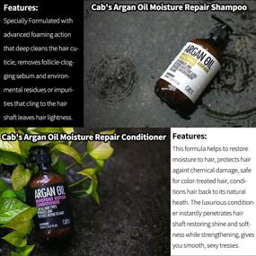 img 1 attached to Cab's Argan Oil Moisture Repair Shampoo and Conditioner Set - Sulfate Free, Ideal for Damaged, Dry, Curly, or Frizzy Hair, Compatible with All Hair Types, Color and Keratin Safe