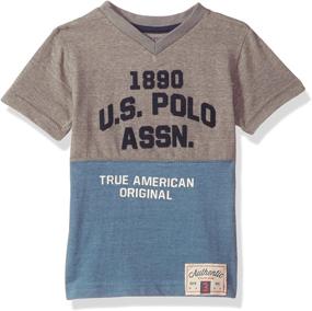 img 1 attached to 👕 U.S. Polo Assn. Boys' Embellished V-Neck T-Shirt: Stylish Short Sleeve Cotton-Poly Blend