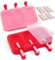 🍦 mohern red silicone popsicle molds - easy release, 2x3 cavities with lids & 80 popsicle sticks - ideal for kids, ice cream, cake making logo