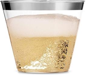 img 2 attached to 🥂 Pack of 100 Silver Plastic Cups - 9oz Clear Tumblers with Silver Rim, Elegant Disposable Wedding Cups, Fancy Party Cups