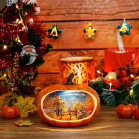 img 1 attached to 🎃 Fall Harvest Pumpkin Festival Decor, Swirling Glitter Christmas Snow Globe for Thanksgiving and Christmas Home Decoration, Autumn Pumpkin Table Accent