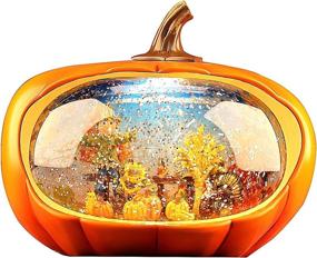 img 3 attached to 🎃 Fall Harvest Pumpkin Festival Decor, Swirling Glitter Christmas Snow Globe for Thanksgiving and Christmas Home Decoration, Autumn Pumpkin Table Accent