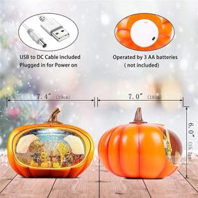 img 2 attached to 🎃 Fall Harvest Pumpkin Festival Decor, Swirling Glitter Christmas Snow Globe for Thanksgiving and Christmas Home Decoration, Autumn Pumpkin Table Accent