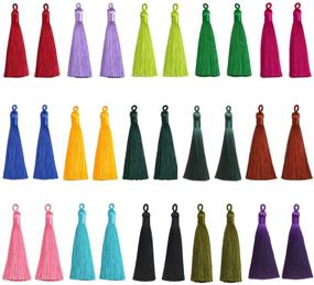 img 4 attached to 30pcs Mix Color Style Soft Silky Imitation Silk Tassels for Jewelry Making DIY Accessories (15 Pairs)